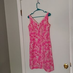 Vintage 90s 2000s Lilly Pulitzer Cougar Print Floral Dress